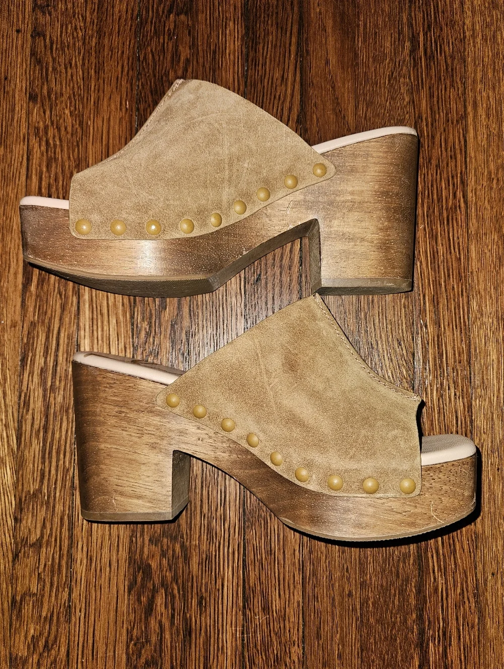 Sam Edelman Josselyn Tan Suede Platform Clogs – 70s Boho Mule | Size 7.5 / 37.5 - Picture 3 of 7